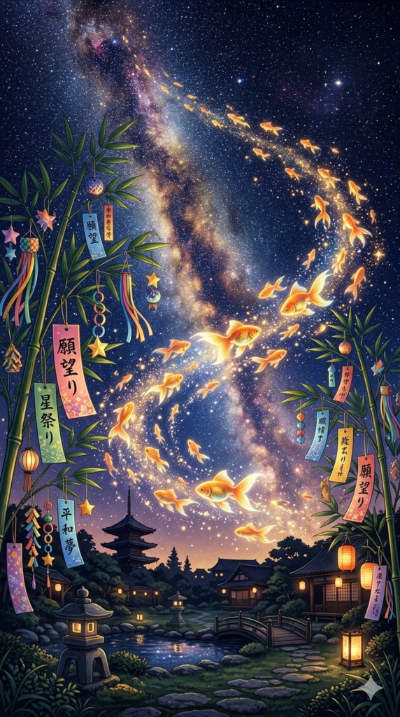 七夕の夜と金魚