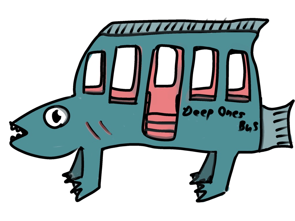 【クトゥルフ神話グッズ】Deep Ones Bus 白Tシャツ