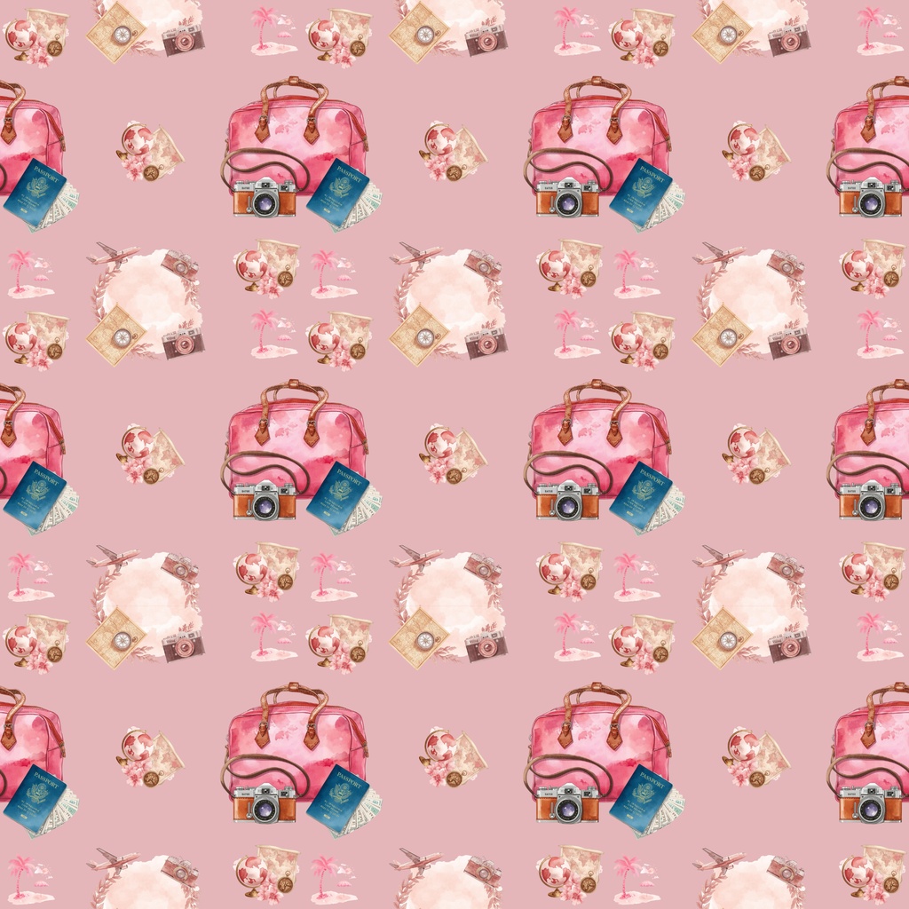 ピンクの旅行系デジタルペーパー