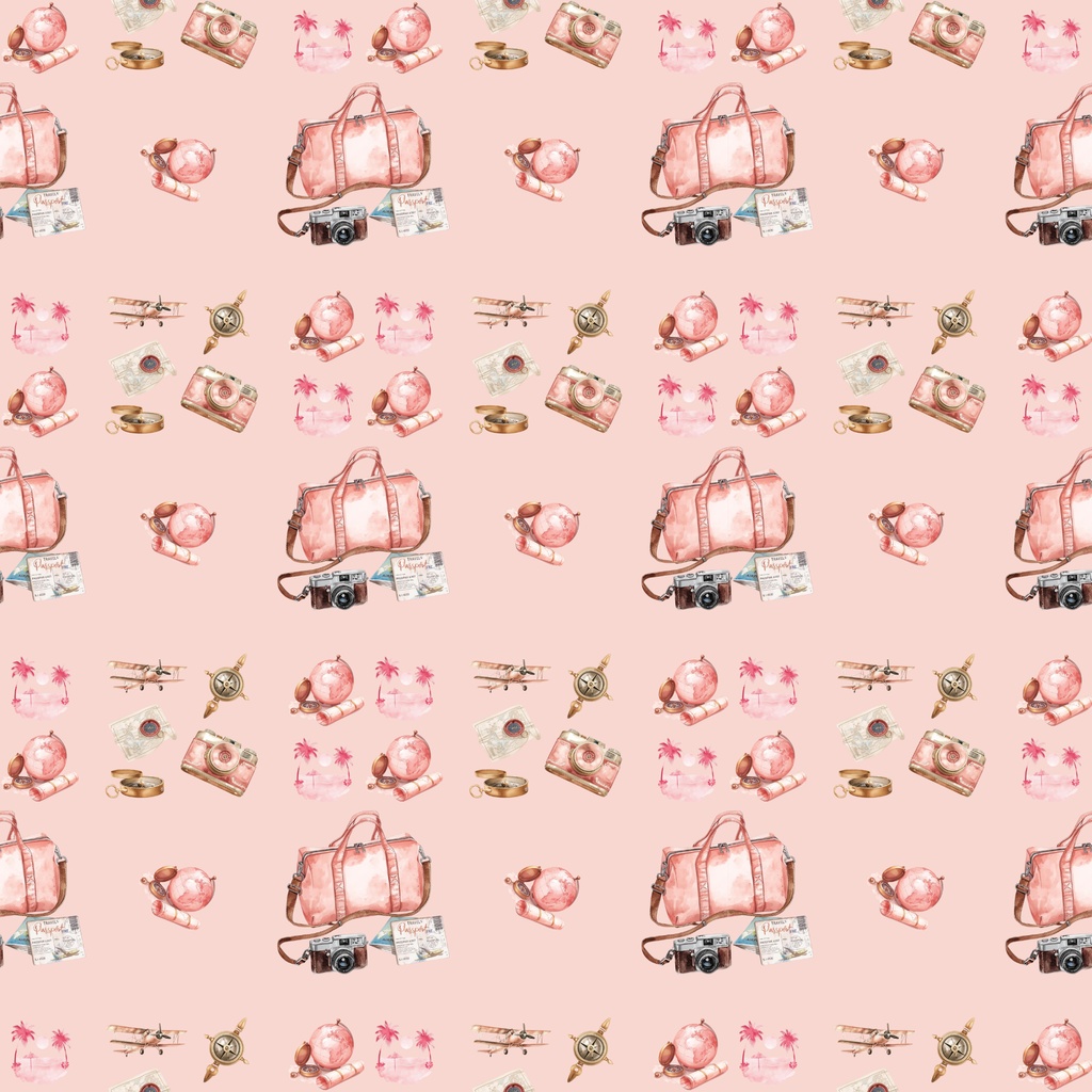 ピンクの旅行系デジタルペーパー