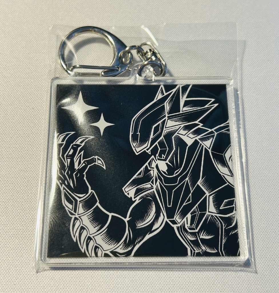 【アクキー】ダークロウ白黒デザイン正方形アクリルキーホルダー