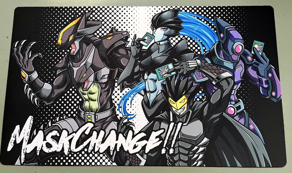 【プレマ】MASK CHANGE!!デザイン★闇属性HERO集合プレイマット【枠あり/枠なし選択可】
