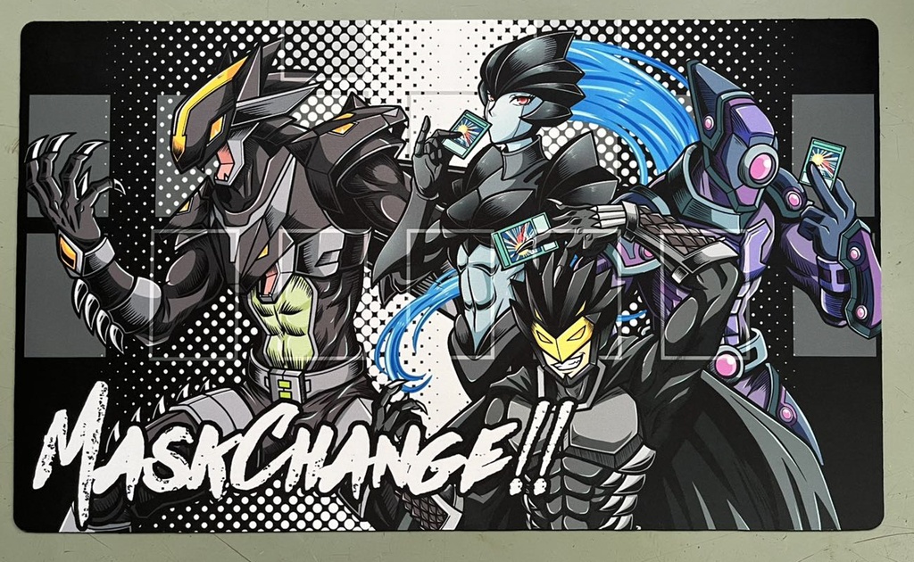 【プレマ】MASK CHANGE!!デザイン★闇属性HERO集合プレイマット【枠あり/枠なし選択可】