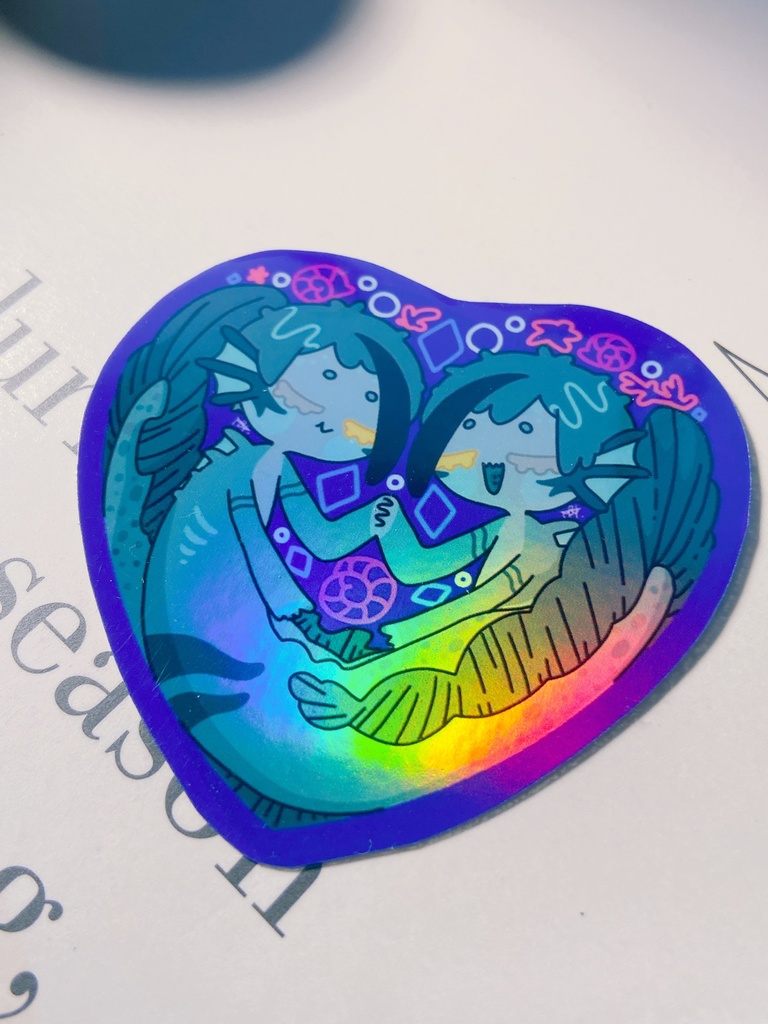 ハート型オーロラステッカー