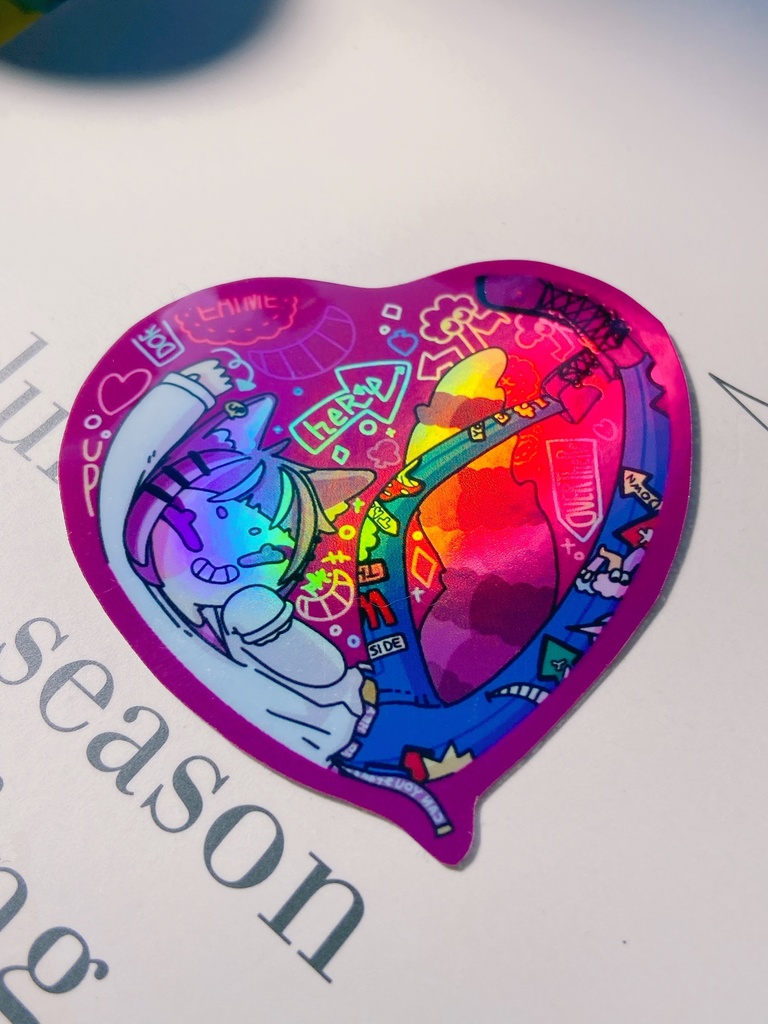 ハート型オーロラステッカー