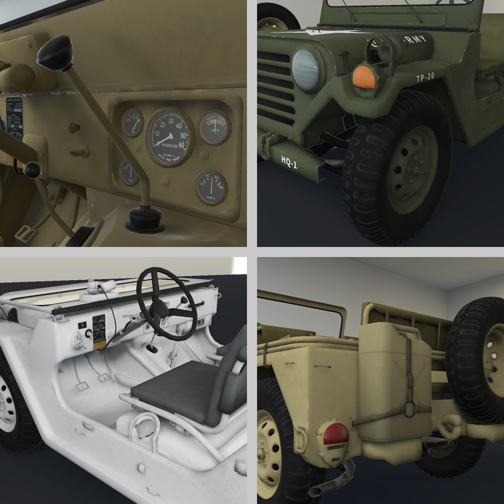 【車】M151A2 置くだけで乗れる4人乗りの車【VRChat想定】