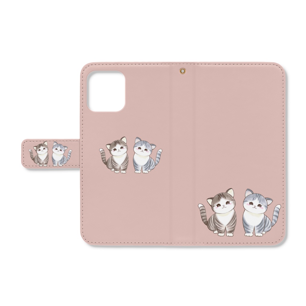 キジ白サバ白 手帳型iPhoneケース