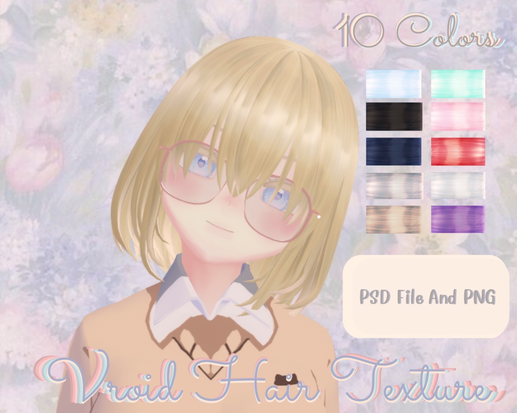Vroid hair texture by Conshi 10 Colors 