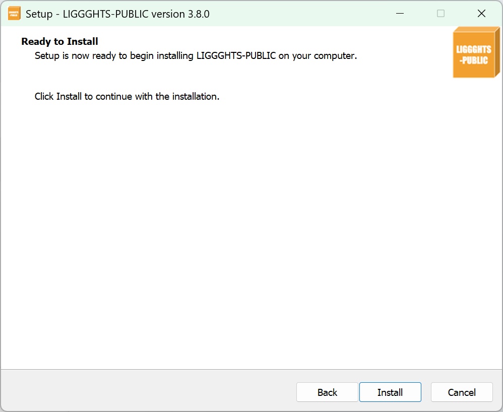 LIGGGHTS-PUBLIC 3.8.0(Windows x64)インストーラ【MPI / VTK / Voronoi / JPEG 対応】