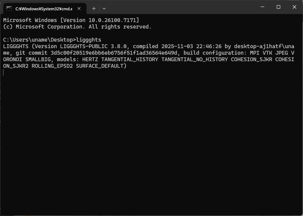 LIGGGHTS-PUBLIC 3.8.0(Windows x64)インストーラ【MPI / VTK / Voronoi / JPEG 対応】