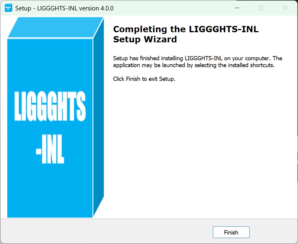 LIGGGHTS-INL 4.0.0(Windows x64)インストーラ【MPI / VTK / Voronoi / JPEG 対応】