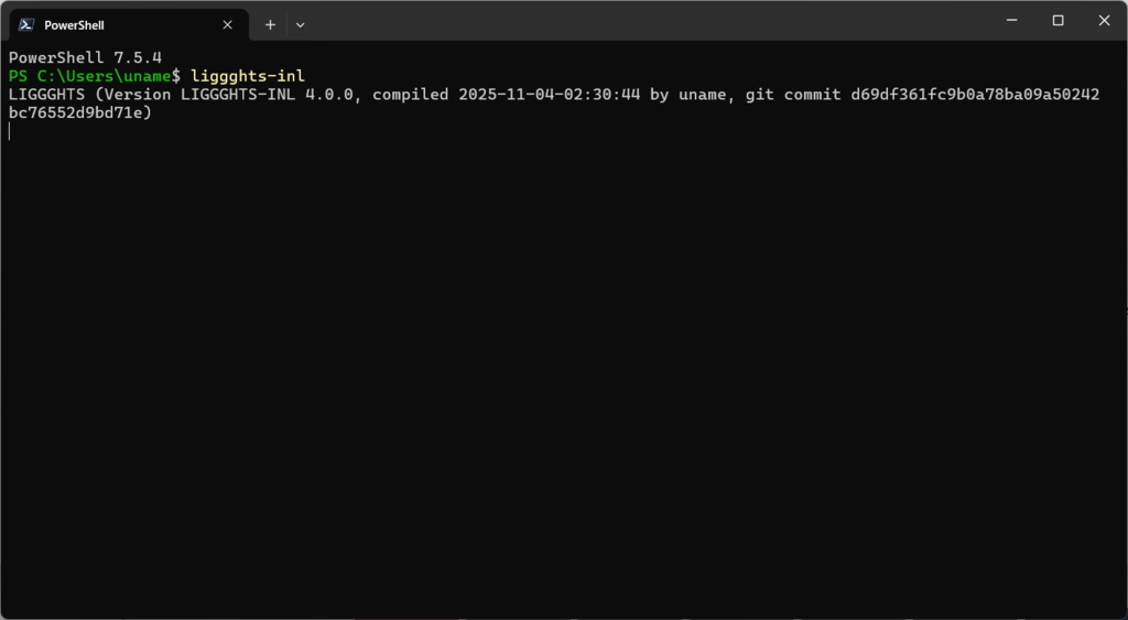 LIGGGHTS-INL 4.0.0(Windows x64)インストーラ【MPI / VTK / Voronoi / JPEG 対応】