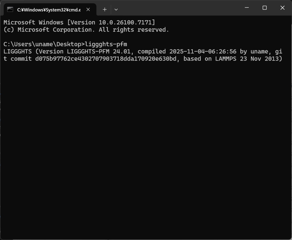 LIGGGHTS-PMF (Windows x64)インストーラ【MPI / VTK / Voronoi / JPEG 対応】