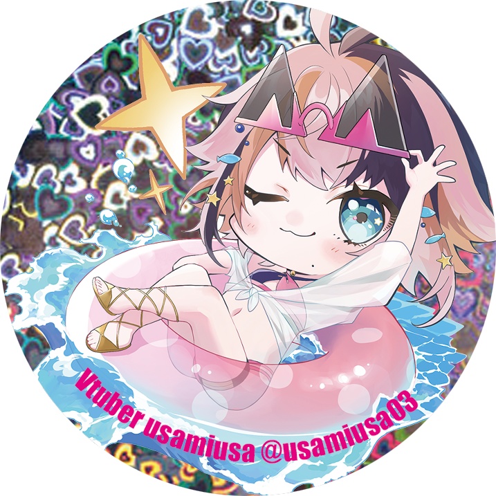 【宇佐美ウサ】2022夏限定 ホログラム缶バッチ(水着ver)