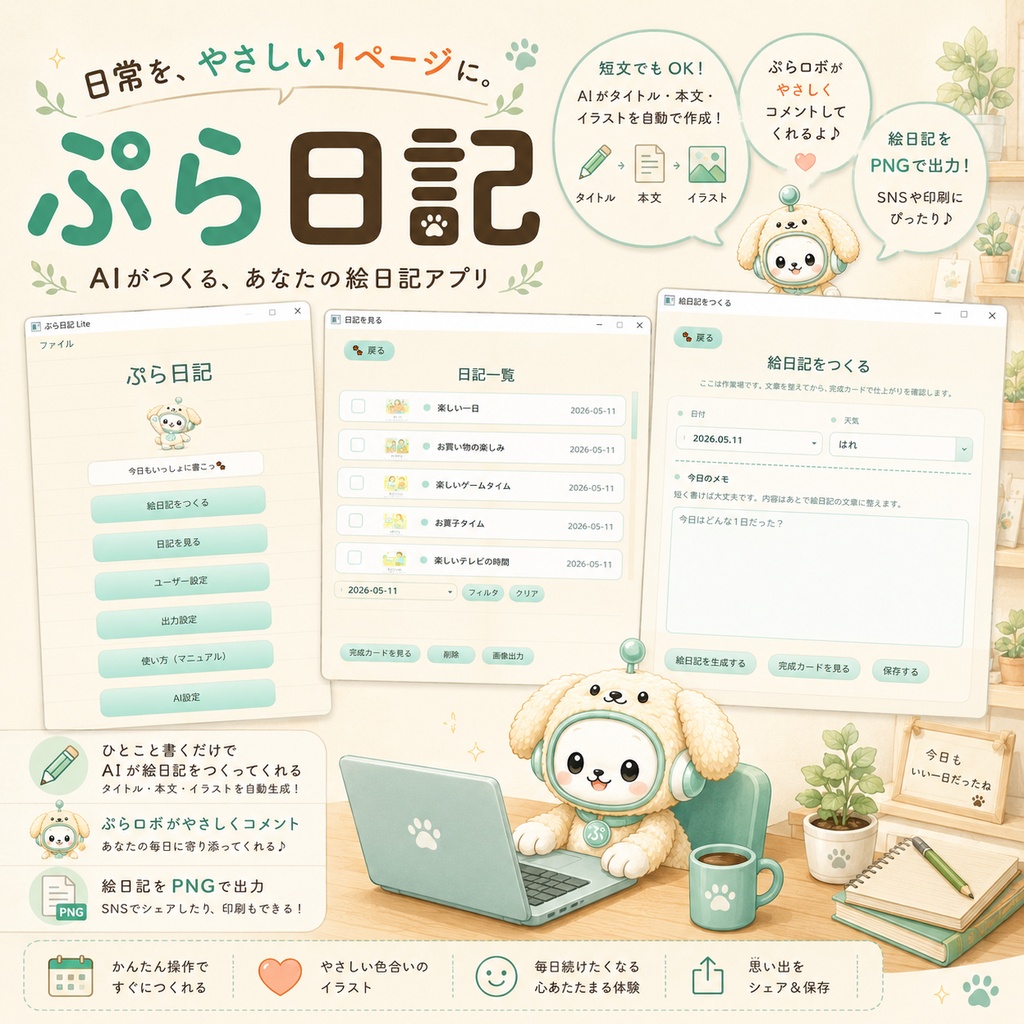 ぷら日記 Lite — 絵日記ジェネレーター（Windows版）