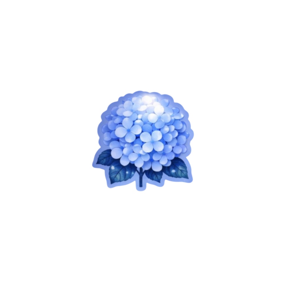 【素材】紫陽花 シール(背景透過PNG)|ブルー×パープル