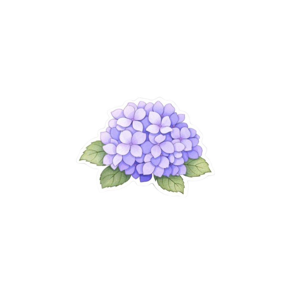 【素材】紫陽花 シール(背景透過PNG)|ブルー・パープルミックス