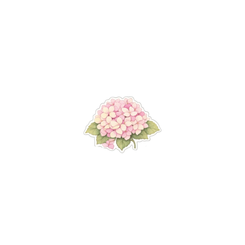 【素材】紫陽花 シール(背景透過PNG)|ローズピンク