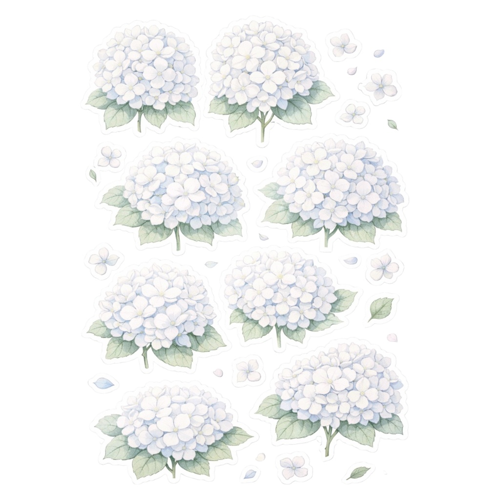 【素材】紫陽花 シール(背景透過PNG)|ナチュラルミックス(5色セット)