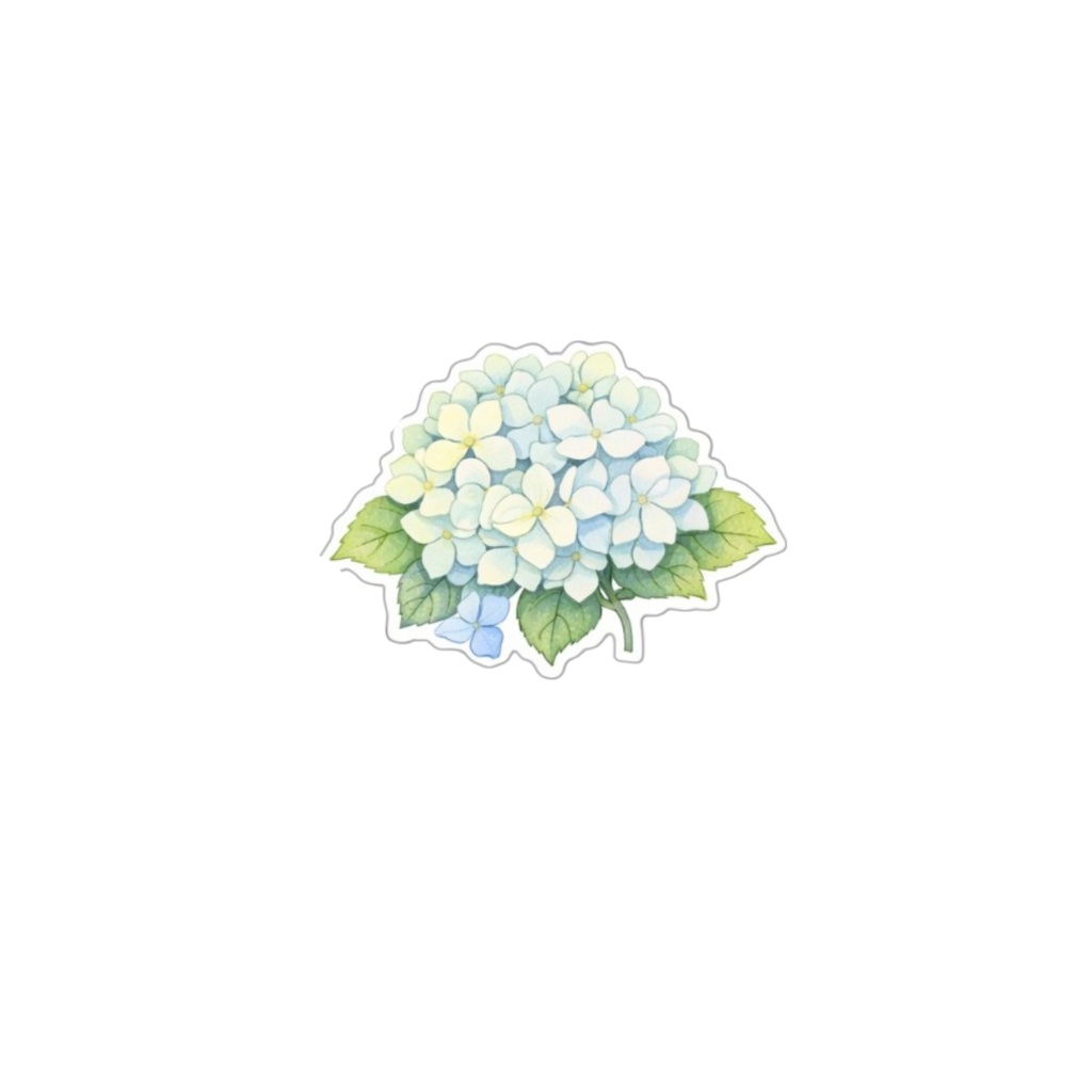 【素材】紫陽花 シール(背景透過PNG)|ブルー