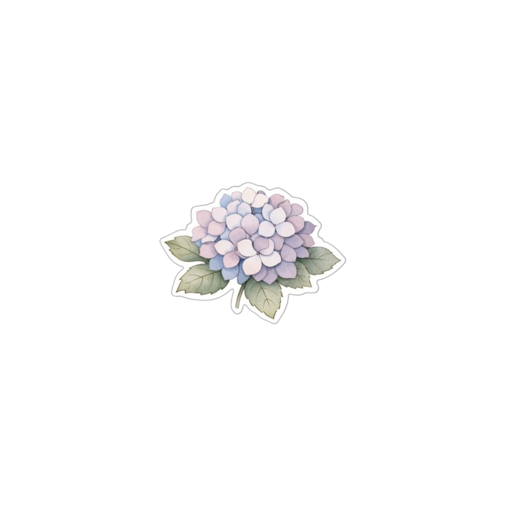 【素材】紫陽花 シール(背景透過PNG)|ダスティラベンダー