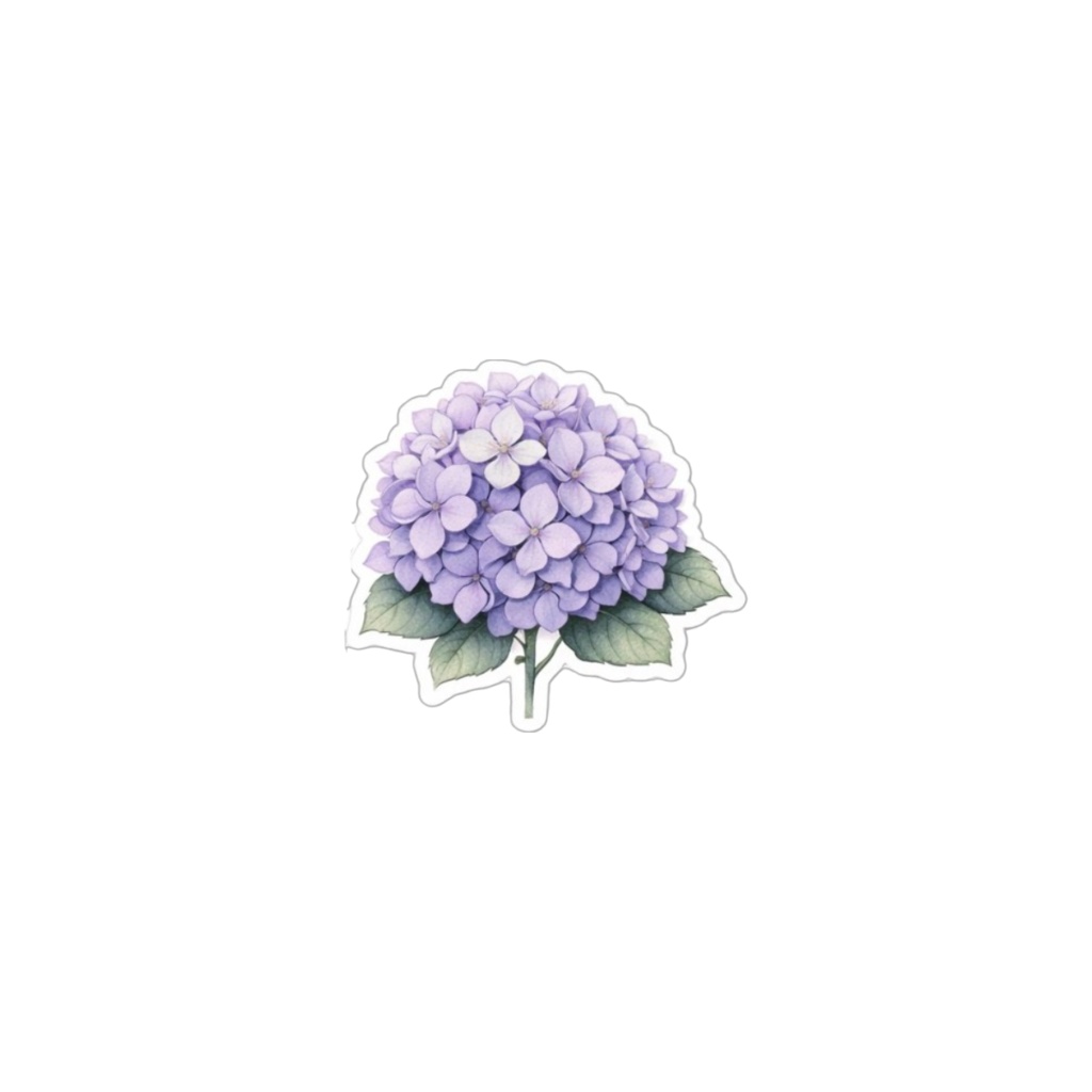 【素材】紫陽花 シール(背景透過PNG)|ラベンダーブルー