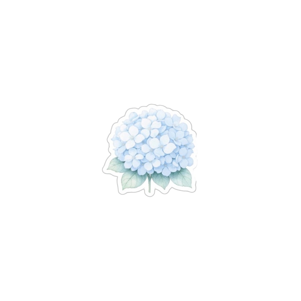 【素材】紫陽花 シール(背景透過PNG)|アイシーブルー