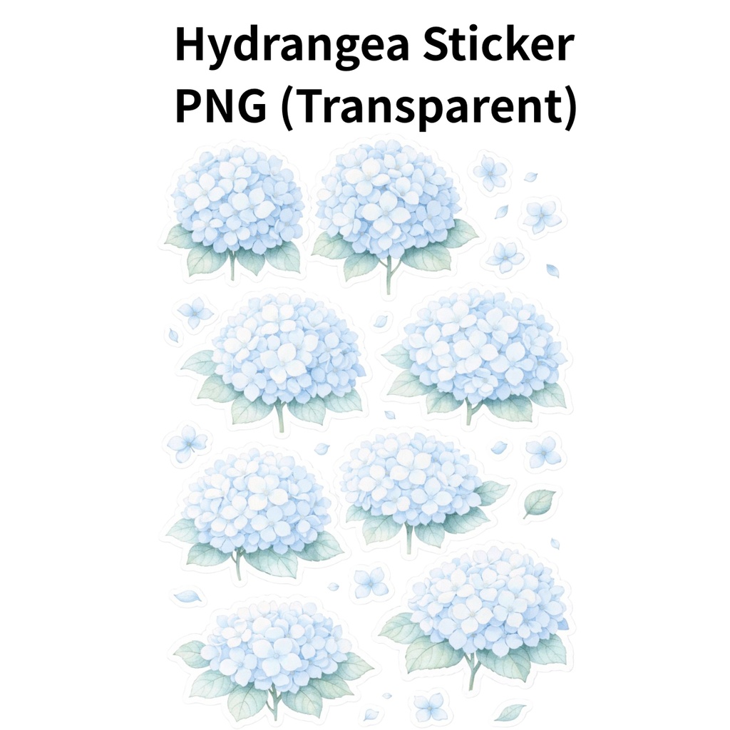 【素材】紫陽花 シール（背景透過PNG）｜アイシーブルー