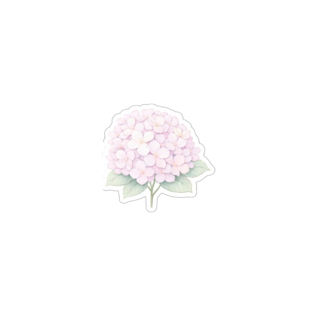 【素材】紫陽花 シール(背景透過PNG)|ペールブロッサムピンク