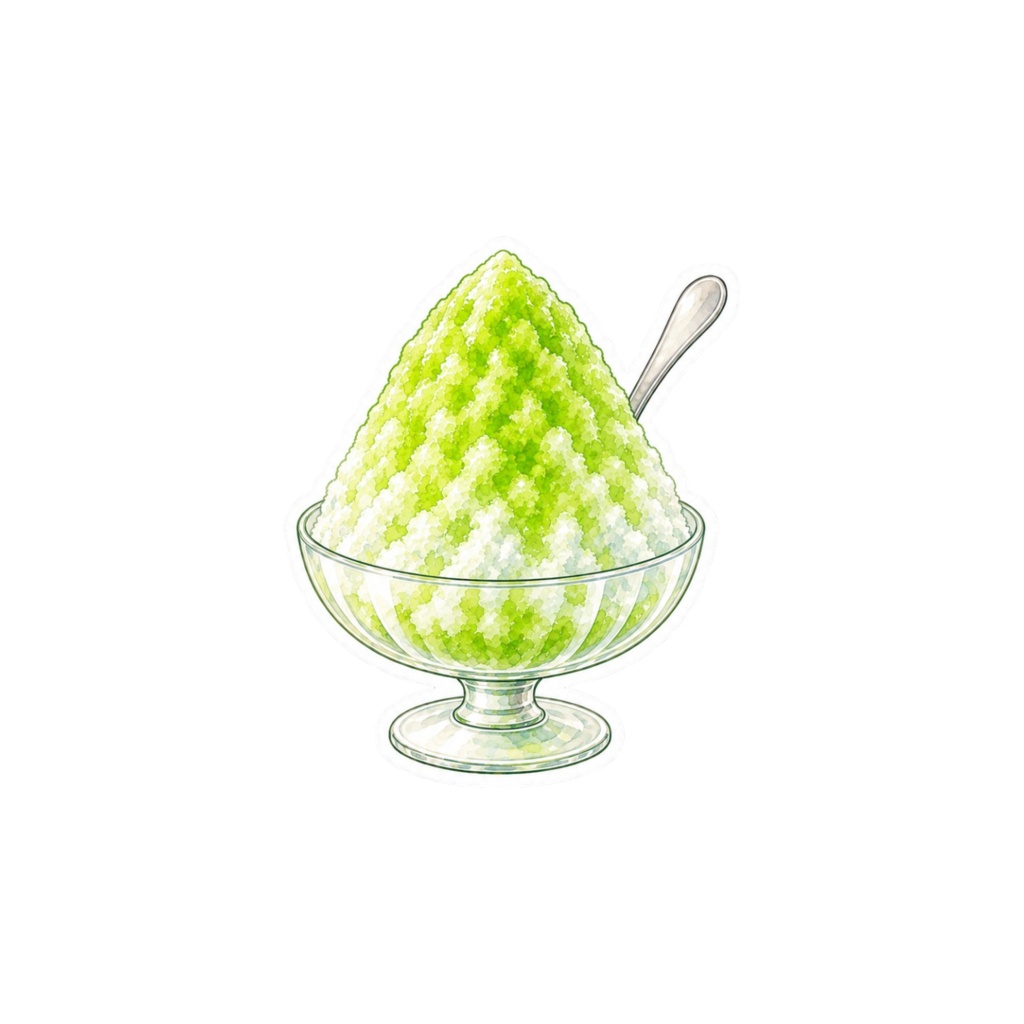 【素材】かき氷 シール(背景透過PNG)|メロン