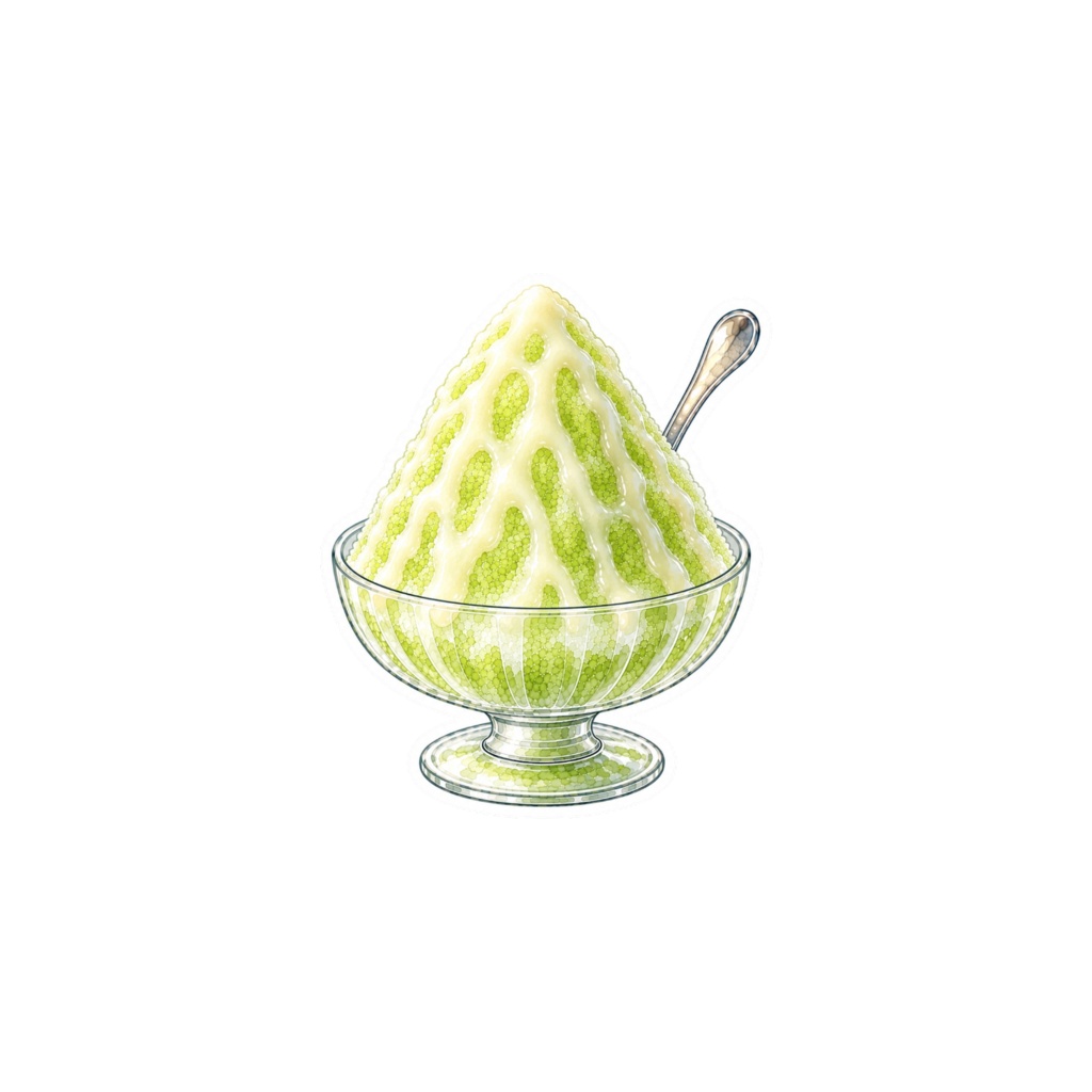 【素材】かき氷 シール(背景透過PNG)|メロン 練乳