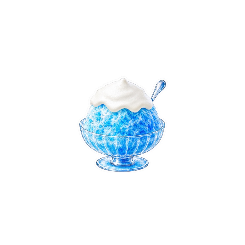 【素材】かき氷 シール(背景透過PNG)|ブルーハワイ エスプーマ