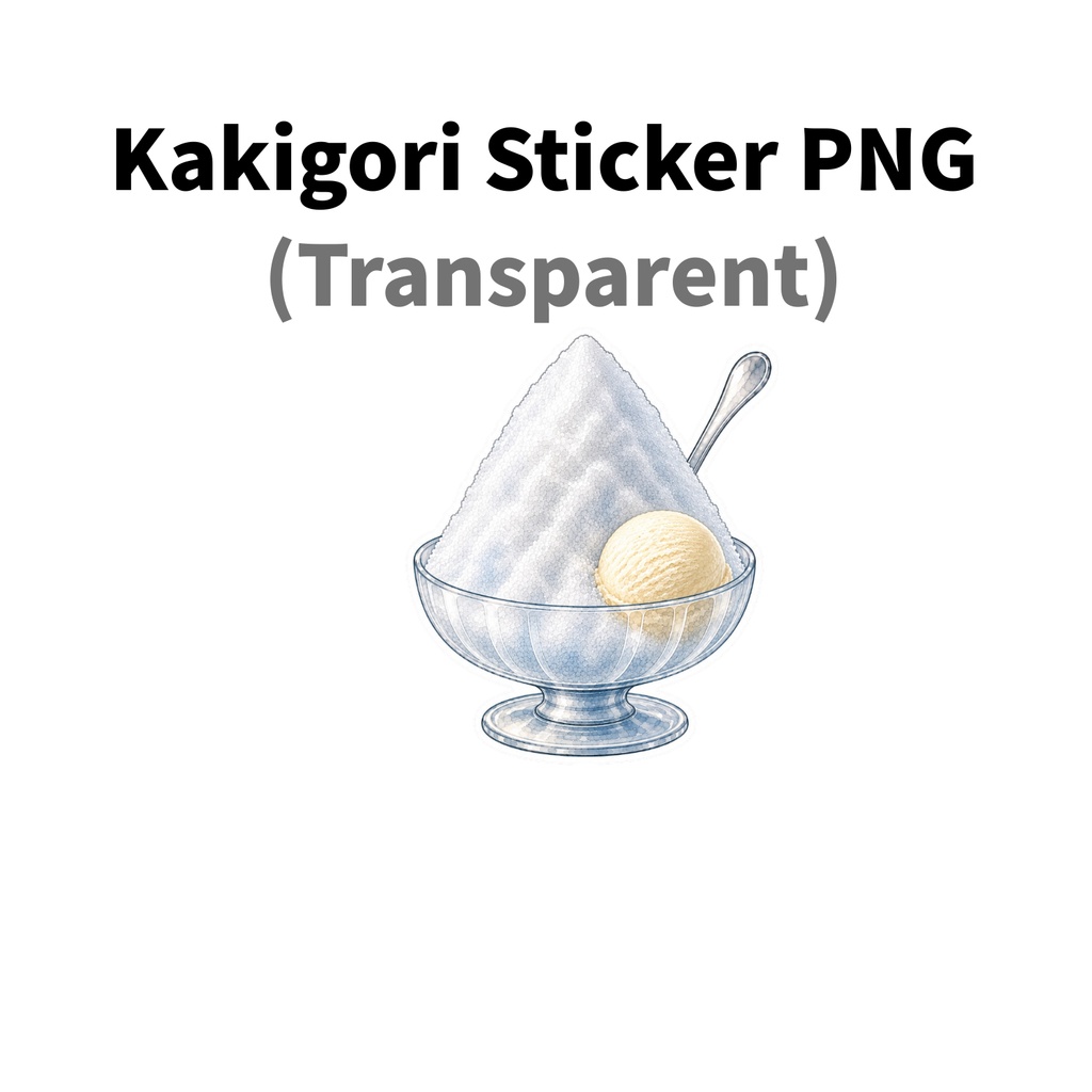 【素材】かき氷 シール(背景透過PNG)|みぞれ バニラアイス