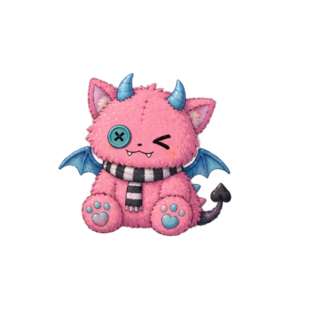【素材】モンスターぬいぐるみ シール(背景透過PNG)