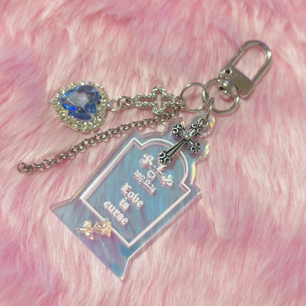 🐒猿の墓R.I.P.キーホルダー🪦ブルー🩵