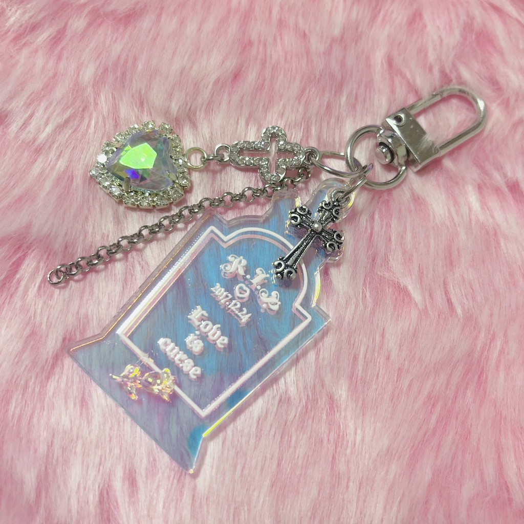 🐒猿の墓R.I.P.キーホルダー🪦オーロラクリア🤍