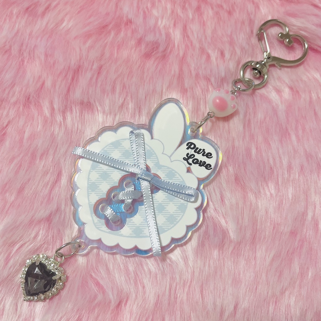 💘 𝓟𝓾𝓻𝓮 𝓵𝓸𝓿𝓮バニーキーホルダー🐇五ver.🩵