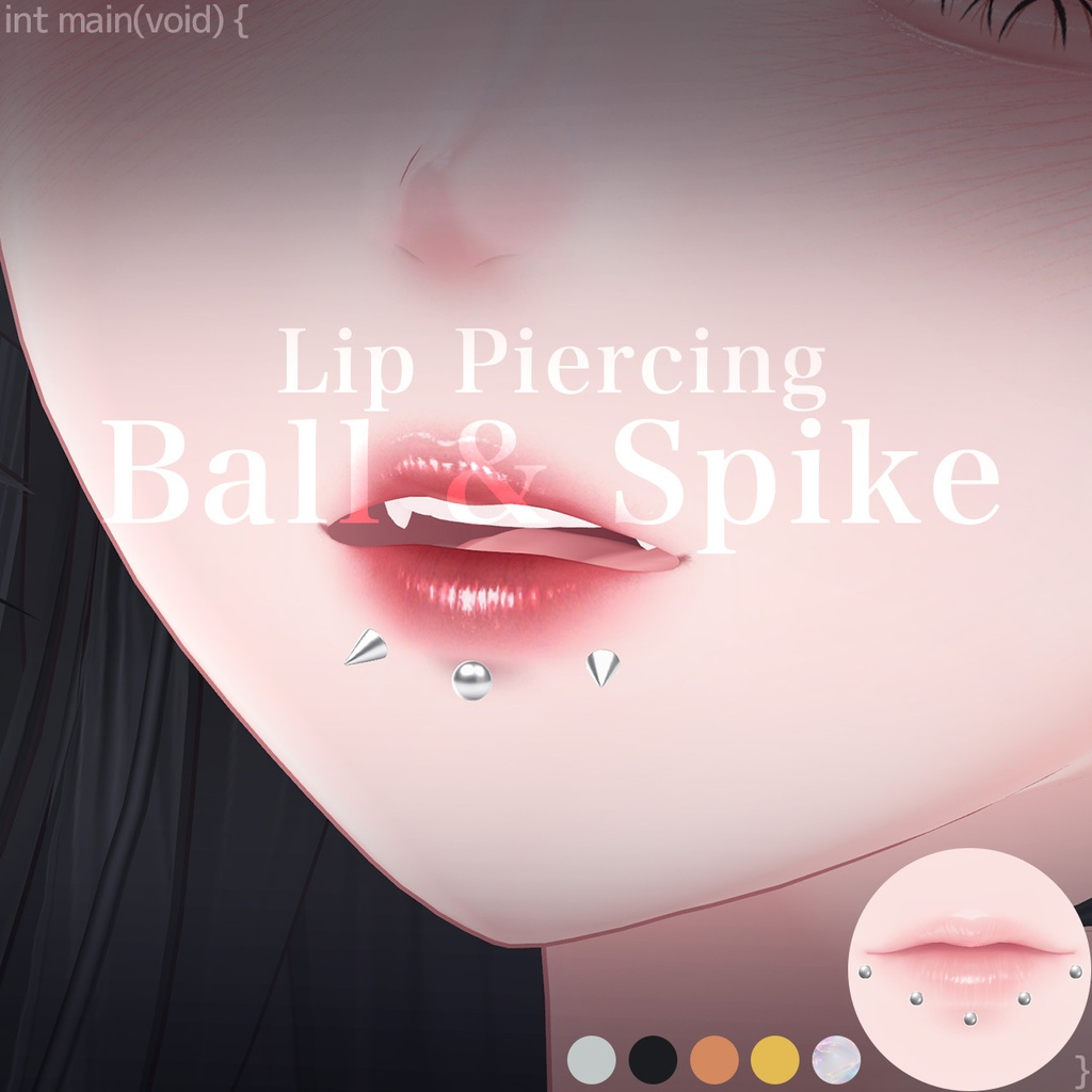 SALE⭐【4アバター対応】Lip Piercing - Ball & Spike -｜口ピアス ラブレット リップピアス【リップシンク・MA対応】