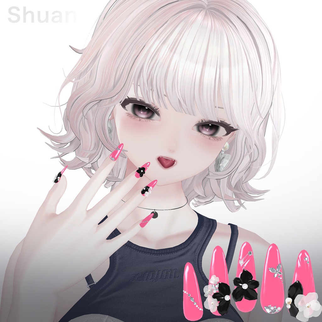 【5アバター対応】Nail / Veiled Bloom -ウスギヌノハナ- 【MA対応】