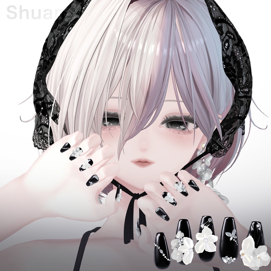 【5アバター対応】Nail / Veiled Bloom -ウスギヌノハナ- 【MA対応】