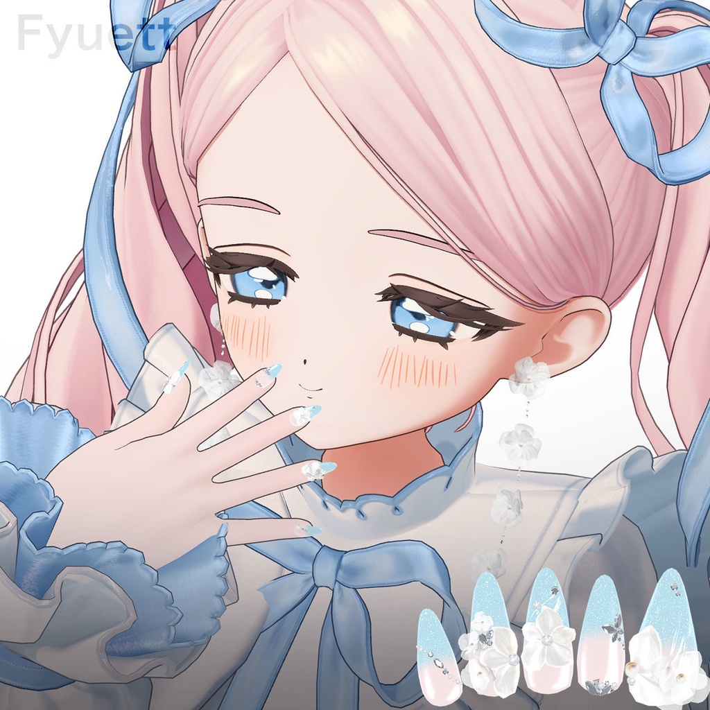 【5アバター対応】Nail / Veiled Bloom -ウスギヌノハナ- 【MA対応】