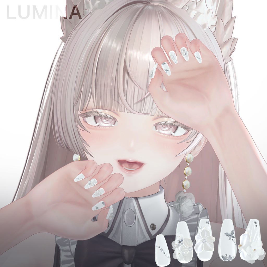 【4アバター対応】Nail / Veiled Bloom -ウスギヌノハナ- 【MA対応】