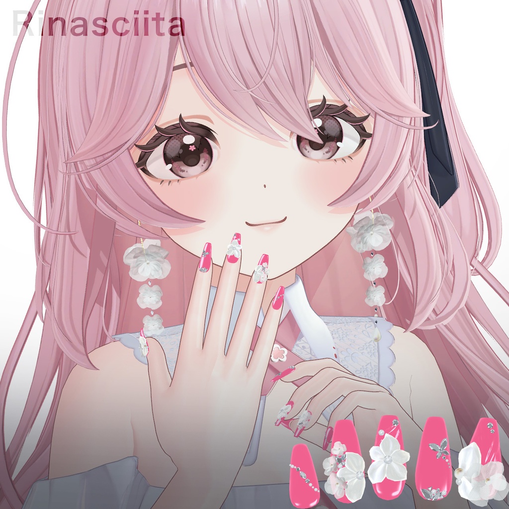 【4アバター対応】Nail / Veiled Bloom -ウスギヌノハナ- 【MA対応】