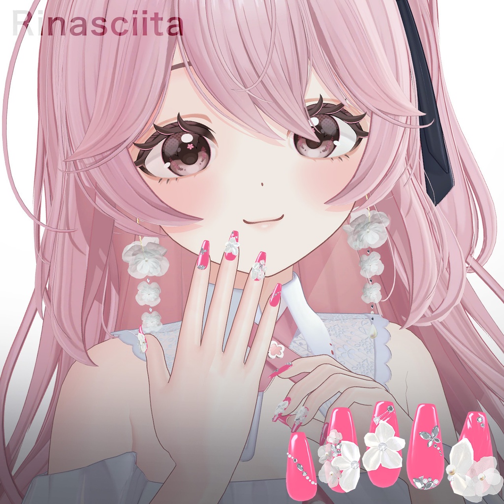 【5アバター対応】Nail / Veiled Bloom -ウスギヌノハナ- 【MA対応】