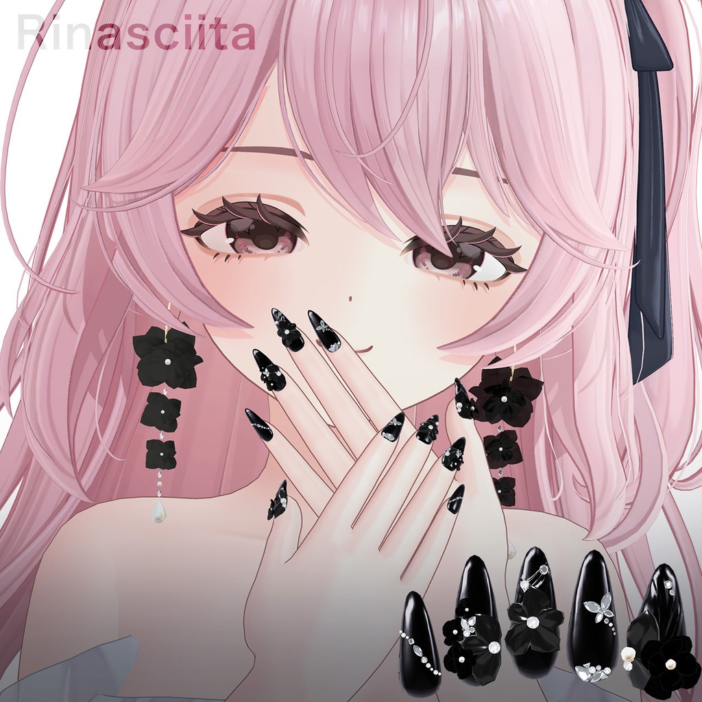 【5アバター対応】Nail / Veiled Bloom -ウスギヌノハナ- 【MA対応】