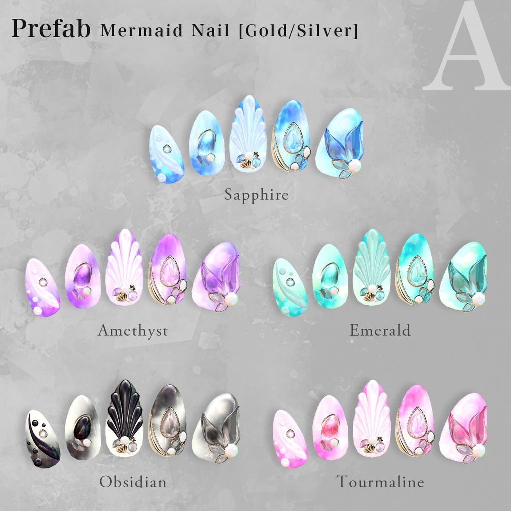 SALE✨13set Earring & 3set Nail|Abyssal -深海の宝石-【MA対応】