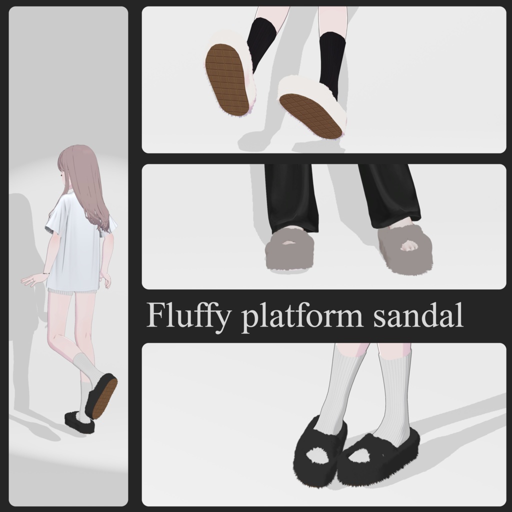 【1000follower記念無料配布】Fluffy platform sandal