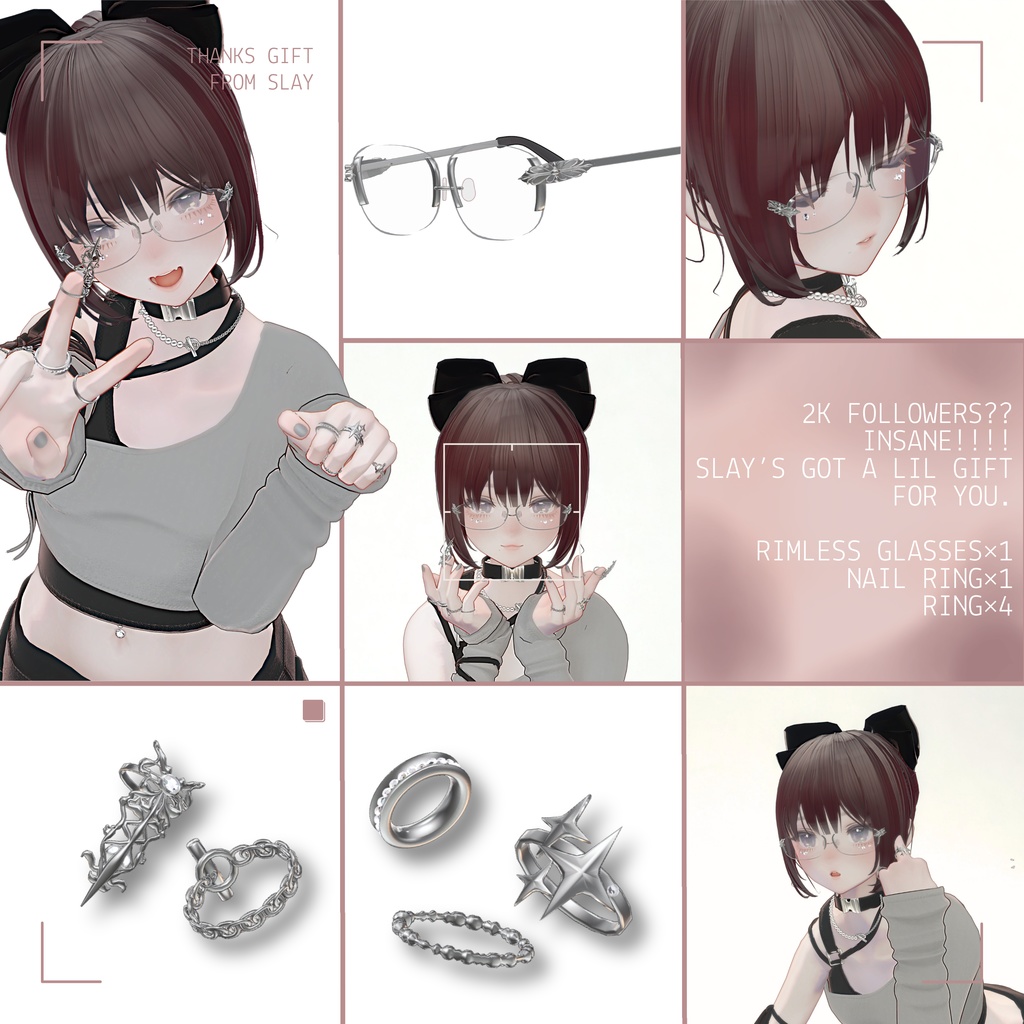 Rimless glasses and 5rings【2000Follwer TY♡】
