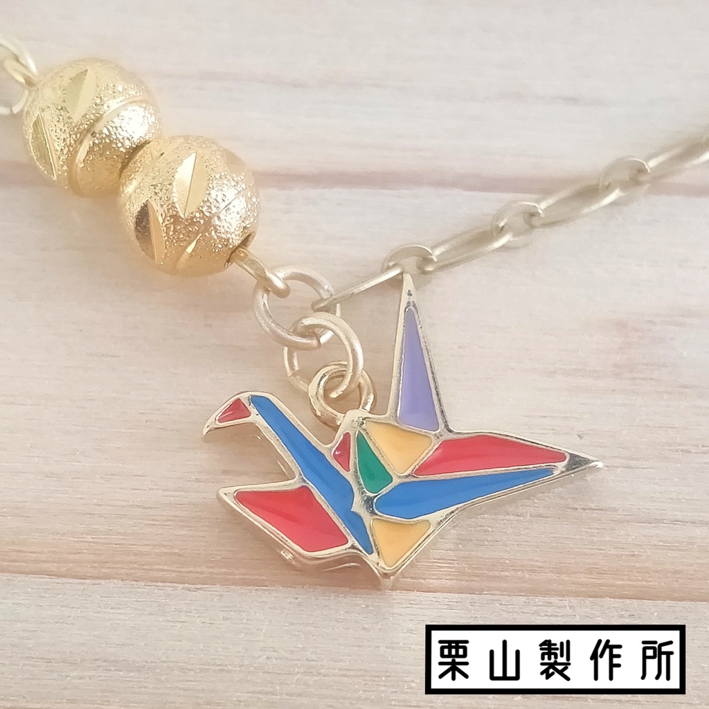 和柄シリーズ/BC91/マスクチェーン/折り鶴/マットゴールド/チャーム/和装に/ギフトに