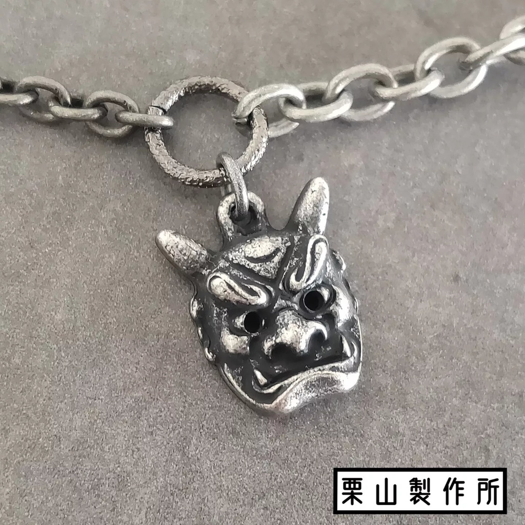 和柄/和風/JC17/マスクチェーン/メガネチェーン変更可/鬼/こん棒/オニ/アンティークシルバー/和装に/ギフトに